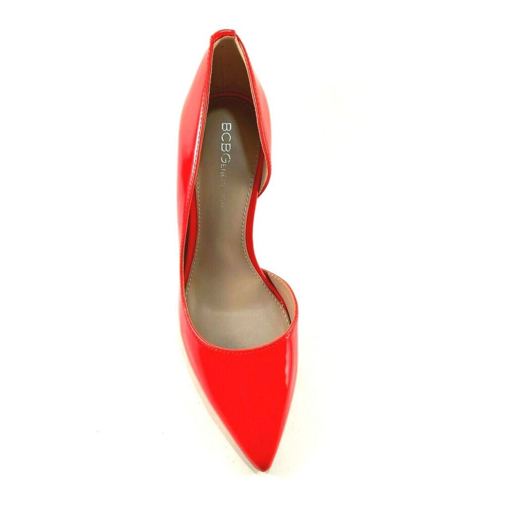 New BCBG Generation Lenny Patent Pointed Toe High Heel Pumps Red Orange, Size 8